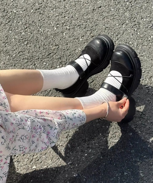 WEGO（ウィゴー）の「WEGO/厚底スポーティースニーカーローファー/メリージェーンシューズ（ローファー・レディース・ブラック/グレー・MEDIUM/LARGE）」の5枚目の写真