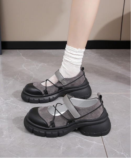 WEGO（ウィゴー）の「WEGO/厚底スポーティースニーカーローファー/メリージェーンシューズ（ローファー・レディース・ブラック/グレー・MEDIUM/LARGE）」の14枚目の写真