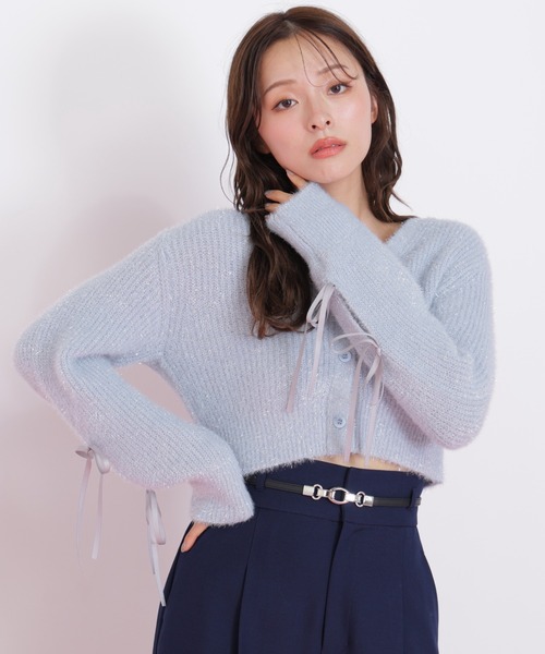 JILL by JILL STUART（ジルバイジルスチュアート）の「◇フィルムフェザーヤーンカーディガン（ニット/セーター・レディース・ピンク/ホワイト/ブルー・FREE）」の7枚目の写真
