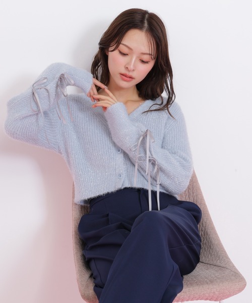 JILL by JILL STUART（ジルバイジルスチュアート）の「◇フィルムフェザーヤーンカーディガン（ニット/セーター・レディース・ピンク/ホワイト/ブルー・FREE）」の9枚目の写真