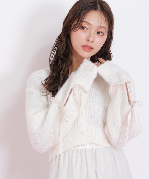 JILL by JILL STUART（ジルバイジルスチュアート）の「◇フィルムフェザーヤーンカーディガン（ニット/セーター・レディース・ピンク/ホワイト/ブルー・FREE）」の16枚目の写真