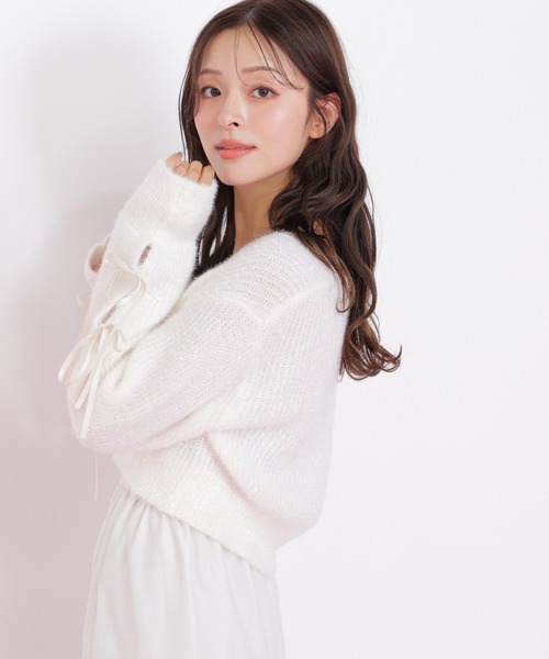 JILL by JILL STUART（ジルバイジルスチュアート）の「◇フィルムフェザーヤーンカーディガン（ニット/セーター・レディース・ピンク/ホワイト/ブルー・FREE）」の17枚目の写真