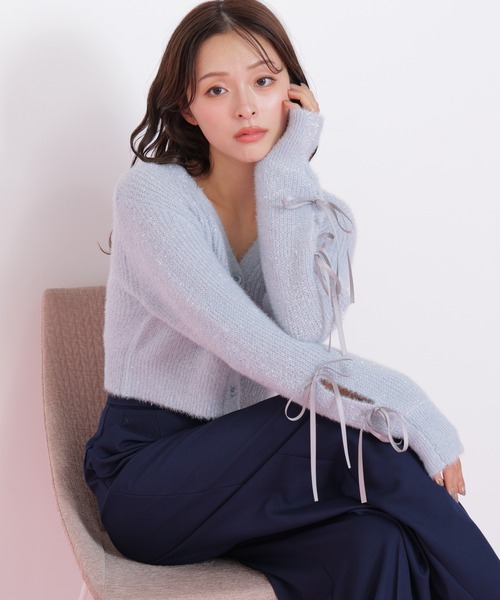 JILL by JILL STUART（ジルバイジルスチュアート）の「◇フィルムフェザーヤーンカーディガン（ニット/セーター・レディース・ピンク/ホワイト/ブルー・FREE）」の8枚目の写真