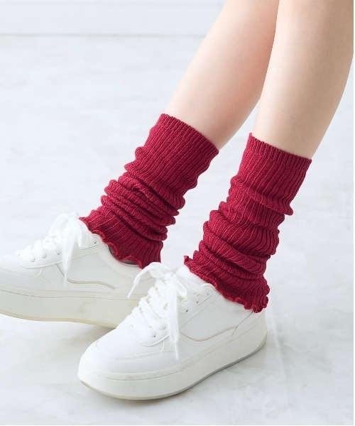 tutuanna（チュチュアンナ）の「綿100%リブレッグウォーマー45cm（レッグウォーマー・レディース・エンジ/オフホワイト/ライトグレー/ブラック/サンドベージュ・フリー）」の2枚目の写真