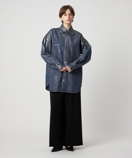 ASTRAET(アストラット)の「<ASTRAET>デニム コーティング 2ポケットシャツ UNISEX(シャツ/ブラウス・レディース・シルバー・FREE)」の8枚目の写真