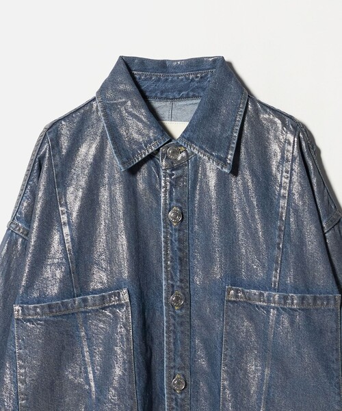 ASTRAET(アストラット)の「<ASTRAET>デニム コーティング 2ポケットシャツ UNISEX(シャツ/ブラウス・レディース・シルバー・FREE)」の11枚目の写真