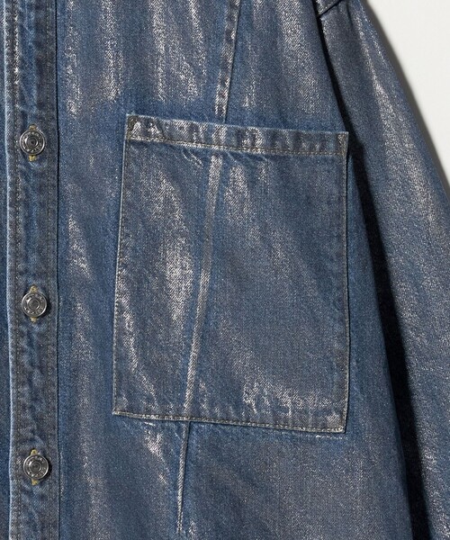 ASTRAET(アストラット)の「<ASTRAET>デニム コーティング 2ポケットシャツ UNISEX(シャツ/ブラウス・レディース・シルバー・FREE)」の13枚目の写真