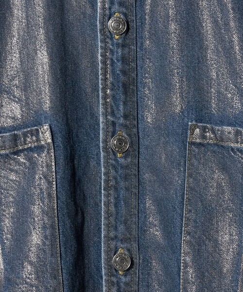 ASTRAET(アストラット)の「<ASTRAET>デニム コーティング 2ポケットシャツ UNISEX(シャツ/ブラウス・レディース・シルバー・FREE)」の15枚目の写真