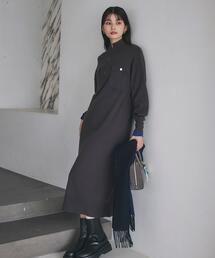 THE SHOP TK  | 1枚でこなれ見え ハーフZIPワンピース【毛玉になりにくい/静電気防止/洗濯機OK】(ワンピース)