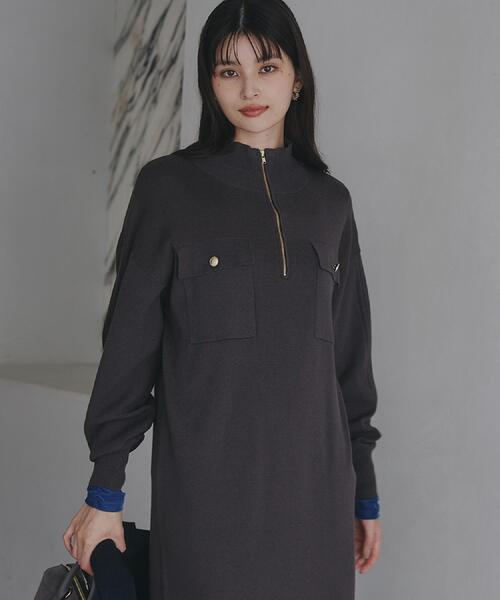 THE SHOP TK (ザ ショップ ティーケー )の「1枚でこなれ見え ハーフZIPワンピース【毛玉になりにくい/静電気防止/洗濯機OK】(ワンピース・レディース・スミクロ/ライトベージュ・13/12)」の20枚目の写真