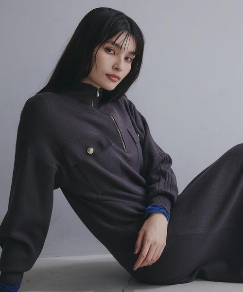 THE SHOP TK (ザ ショップ ティーケー )の「1枚でこなれ見え ハーフZIPワンピース【毛玉になりにくい/静電気防止/洗濯機OK】(ワンピース・レディース・スミクロ/ライトベージュ・13/12)」の14枚目の写真