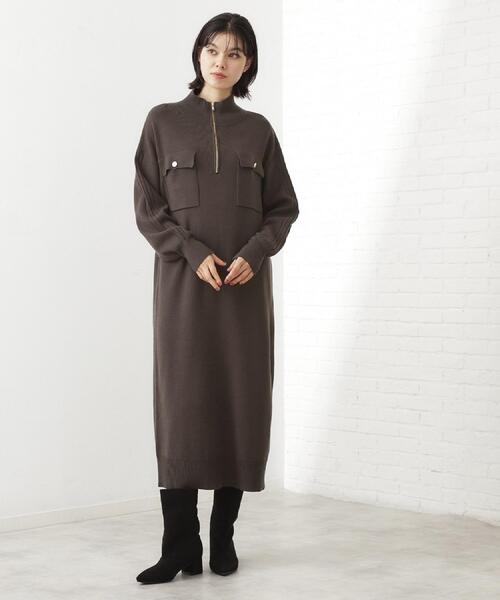 THE SHOP TK (ザ ショップ ティーケー )の「1枚でこなれ見え ハーフZIPワンピース【毛玉になりにくい/静電気防止/洗濯機OK】(ワンピース・レディース・スミクロ/ライトベージュ・13/12)」の15枚目の写真