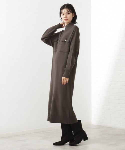 THE SHOP TK (ザ ショップ ティーケー )の「1枚でこなれ見え ハーフZIPワンピース【毛玉になりにくい/静電気防止/洗濯機OK】(ワンピース・レディース・スミクロ/ライトベージュ・13/12)」の16枚目の写真