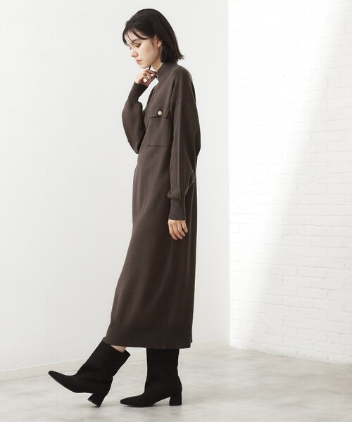 THE SHOP TK (ザ ショップ ティーケー )の「1枚でこなれ見え ハーフZIPワンピース【毛玉になりにくい/静電気防止/洗濯機OK】(ワンピース・レディース・スミクロ/ライトベージュ・13/12)」の17枚目の写真