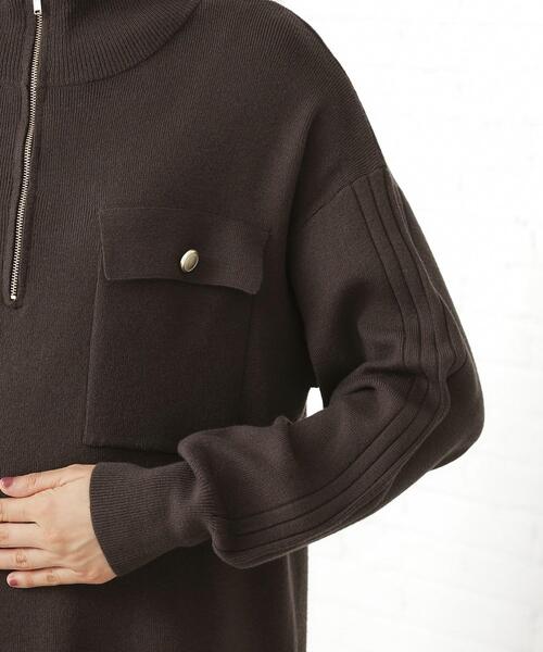 THE SHOP TK (ザ ショップ ティーケー )の「1枚でこなれ見え ハーフZIPワンピース【毛玉になりにくい/静電気防止/洗濯機OK】(ワンピース・レディース・スミクロ/ライトベージュ・13/12)」の5枚目の写真