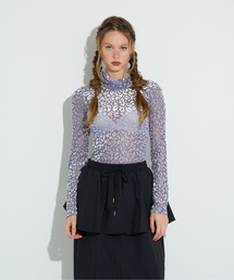 総柄シアータートルネック