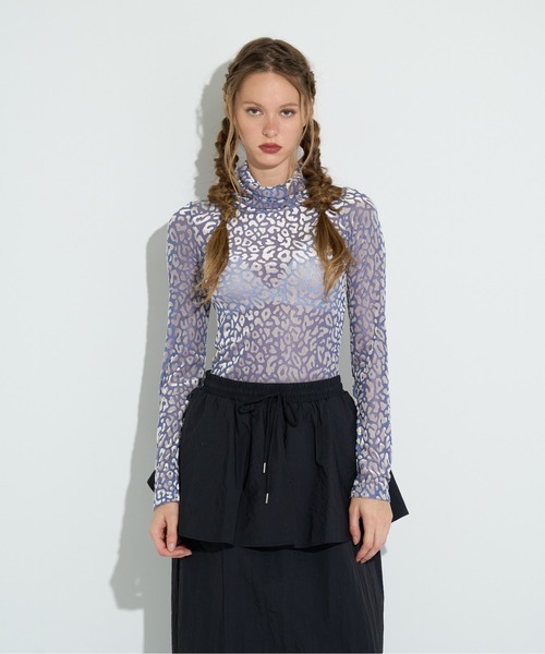 anna sui nyc(アナ スイ エヌ ワイ シー)の「総柄シアータートルネック(Tシャツ/カットソー・レディース・ブルー/ブラック・FREE)」の2枚目の写真