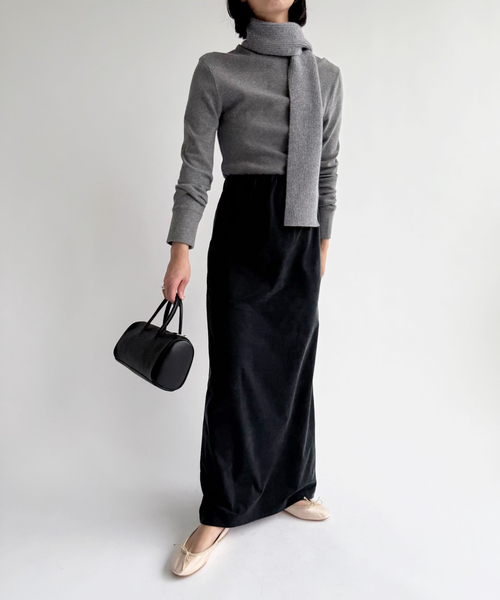 EDIT. FOR LULU（エディットフォールル）の「フィブリルバックサテン スカート（スカート・レディース・ブラック/アイボリー・FREE）」の6枚目の写真