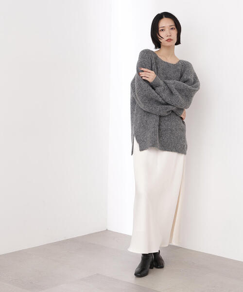 N.（N. Natural Beauty Basic）（エヌエヌナチュラルビューティーベーシック）の「バックシャンボクシーニット（ニット/セーター・レディース・チャコールグレー/オフホワイト/ピンク・MEDIUM）」の17枚目の写真