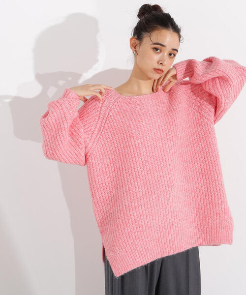 N.（N. Natural Beauty Basic）（エヌエヌナチュラルビューティーベーシック）の「バックシャンボクシーニット（ニット/セーター・レディース・チャコールグレー/オフホワイト/ピンク・MEDIUM）」の11枚目の写真