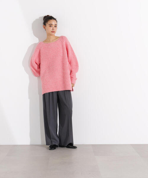 N.（N. Natural Beauty Basic）（エヌエヌナチュラルビューティーベーシック）の「バックシャンボクシーニット（ニット/セーター・レディース・チャコールグレー/オフホワイト/ピンク・MEDIUM）」の10枚目の写真