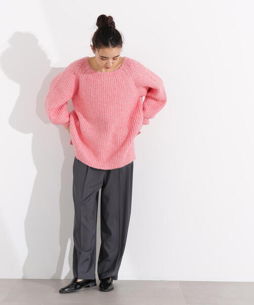 N.（N. Natural Beauty Basic）（エヌエヌナチュラルビューティーベーシック）の「バックシャンボクシーニット（ニット/セーター・レディース・チャコールグレー/オフホワイト/ピンク・MEDIUM）」の5枚目の写真