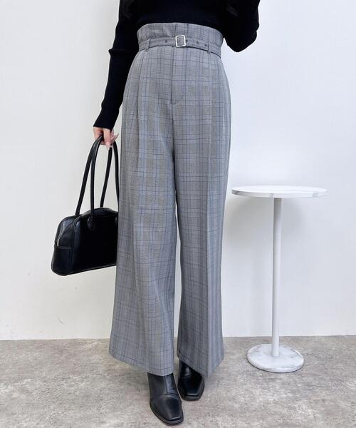 INGNI（イング）の「共ベルト付きグレンチェックワイドパンツ（スラックス・レディース・グレー系その他2/ブラウン系その他5・FREE）」の13枚目の写真
