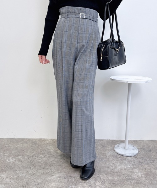 INGNI（イング）の「共ベルト付きグレンチェックワイドパンツ（スラックス・レディース・グレー系その他2/ブラウン系その他5・FREE）」の3枚目の写真