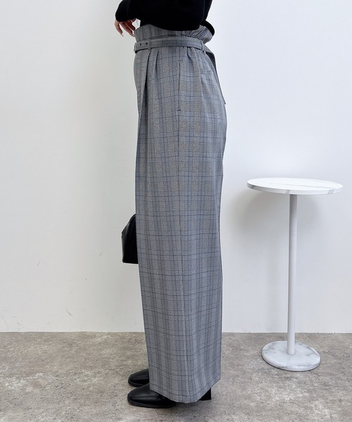 INGNI（イング）の「共ベルト付きグレンチェックワイドパンツ（スラックス・レディース・グレー系その他2/ブラウン系その他5・FREE）」の5枚目の写真