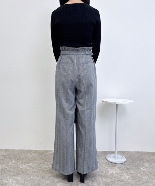 INGNI（イング）の「共ベルト付きグレンチェックワイドパンツ（スラックス・レディース・グレー系その他2/ブラウン系その他5・FREE）」の6枚目の写真