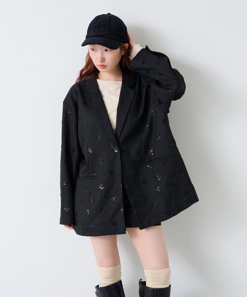 Kastane（カスタネ）の「*刺繍コーデュロイキャップ（キャップ・レディース・カーキ/ブラック/ブラウン・FREE）」の8枚目の写真