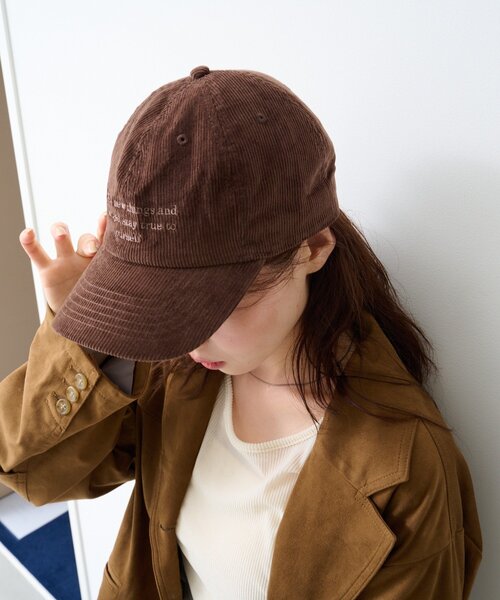 Kastane（カスタネ）の「*刺繍コーデュロイキャップ（キャップ・レディース・カーキ/ブラック/ブラウン・FREE）」の10枚目の写真