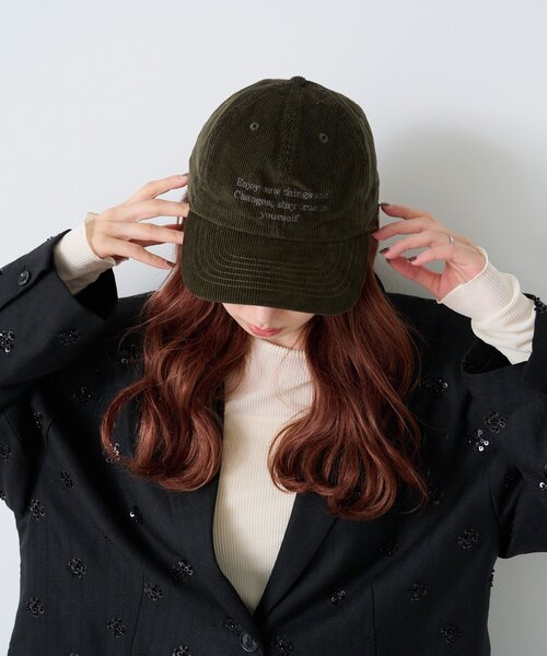 Kastane（カスタネ）の「*刺繍コーデュロイキャップ（キャップ・レディース・カーキ/ブラック/ブラウン・FREE）」の15枚目の写真