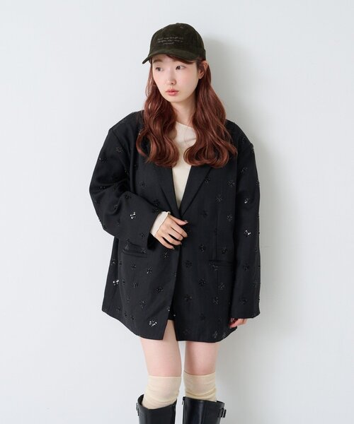 Kastane（カスタネ）の「*刺繍コーデュロイキャップ（キャップ・レディース・カーキ/ブラック/ブラウン・FREE）」の16枚目の写真