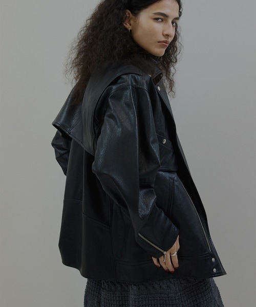 Ameri（アメリ）の「MANY WAY RIDERS JACKET（ライダースジャケット・レディース・ブラウン/ブラック・FREE）」の3枚目の写真