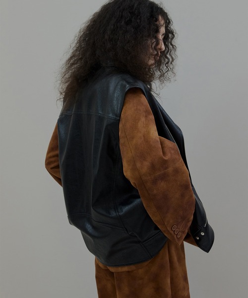 Ameri（アメリ）の「MANY WAY RIDERS JACKET（ライダースジャケット・レディース・ブラウン/ブラック・FREE）」の6枚目の写真