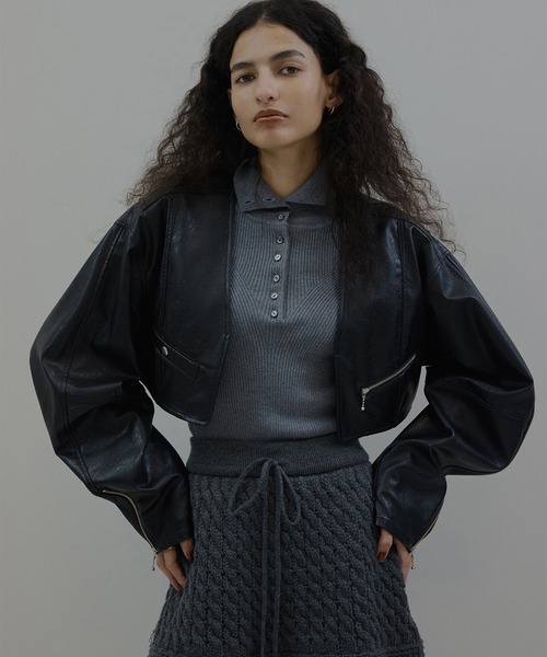 Ameri（アメリ）の「MANY WAY RIDERS JACKET（ライダースジャケット・レディース・ブラウン/ブラック・FREE）」の7枚目の写真