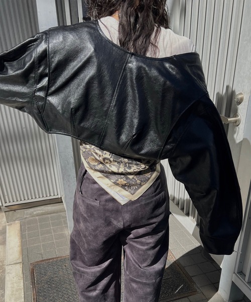 Ameri（アメリ）の「MANY WAY RIDERS JACKET（ライダースジャケット・レディース・ブラウン/ブラック・FREE）」の20枚目の写真