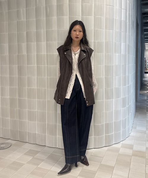 Ameri（アメリ）の「MANY WAY RIDERS JACKET（ライダースジャケット・レディース・ブラウン/ブラック・FREE）」の12枚目の写真