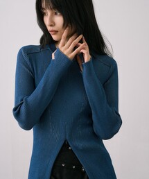 UNITED TOKYO | センタースリットRIBプルオーバー|ウォッシャブル/オフィスカジュアル/細見え/春服(ニット/セーター)