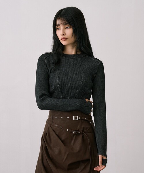 UNITED TOKYO(ユナイテッドトウキョウ)の「センタースリットRIBプルオーバー|ウォッシャブル/オフィスカジュアル/細見え/春服(ニット/セーター・レディース・ブラック/ブルー/ライトグレー・FREE)」の6枚目の写真