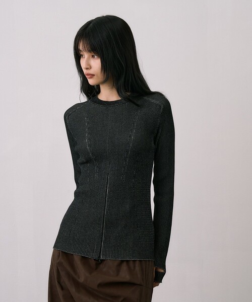UNITED TOKYO(ユナイテッドトウキョウ)の「センタースリットRIBプルオーバー|ウォッシャブル/オフィスカジュアル/細見え/春服(ニット/セーター・レディース・ブラック/ブルー/ライトグレー・FREE)」の7枚目の写真