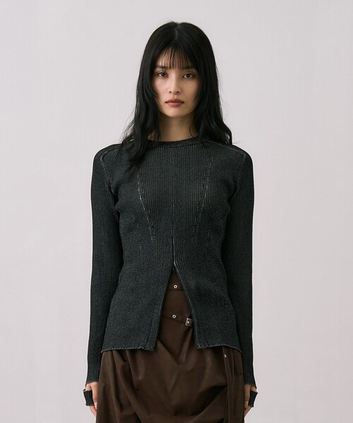 UNITED TOKYO(ユナイテッドトウキョウ)の「センタースリットRIBプルオーバー|ウォッシャブル/オフィスカジュアル/細見え/春服(ニット/セーター・レディース・ブラック/ブルー/ライトグレー・FREE)」の8枚目の写真