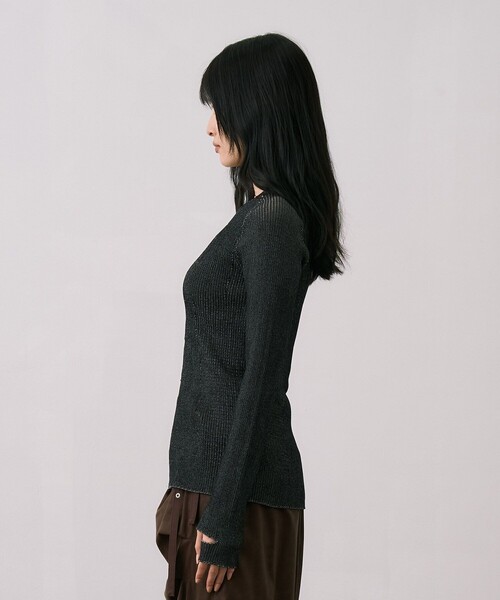 UNITED TOKYO(ユナイテッドトウキョウ)の「センタースリットRIBプルオーバー|ウォッシャブル/オフィスカジュアル/細見え/春服(ニット/セーター・レディース・ブラック/ブルー/ライトグレー・FREE)」の9枚目の写真