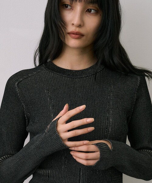 UNITED TOKYO(ユナイテッドトウキョウ)の「センタースリットRIBプルオーバー|ウォッシャブル/オフィスカジュアル/細見え/春服(ニット/セーター・レディース・ブラック/ブルー/ライトグレー・FREE)」の12枚目の写真