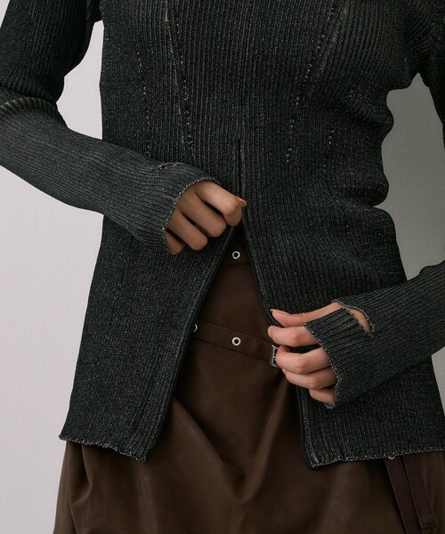 UNITED TOKYO(ユナイテッドトウキョウ)の「センタースリットRIBプルオーバー|ウォッシャブル/オフィスカジュアル/細見え/春服(ニット/セーター・レディース・ブラック/ブルー/ライトグレー・FREE)」の13枚目の写真