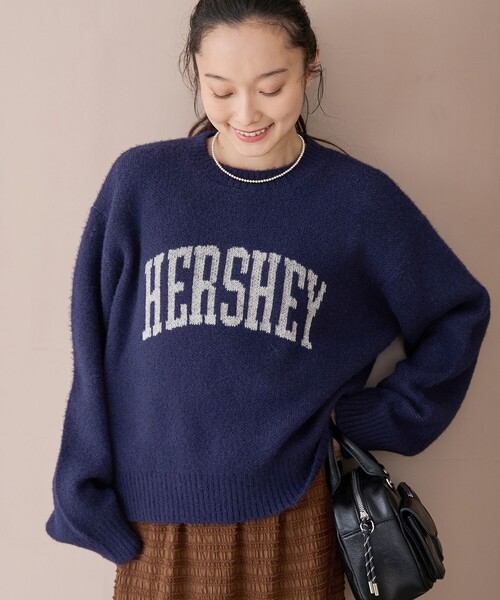 セール】フェザーヤーンロゴジャガードニット（ニット/セーター