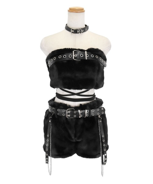 セール】コスプレ セクシー バニー もこもこ ベルトデザイン へそ出し