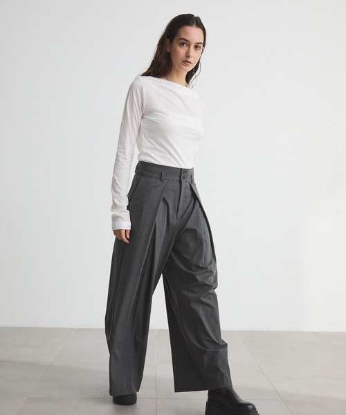 CITY TOKYO（シティトウキョウ）の「Drape Layered Tops/ドレープレイヤードトップス/カットソー（Tシャツ/カットソー・レディース・ピンク/ホワイト/チャコールグレー・FREE）」の12枚目の写真