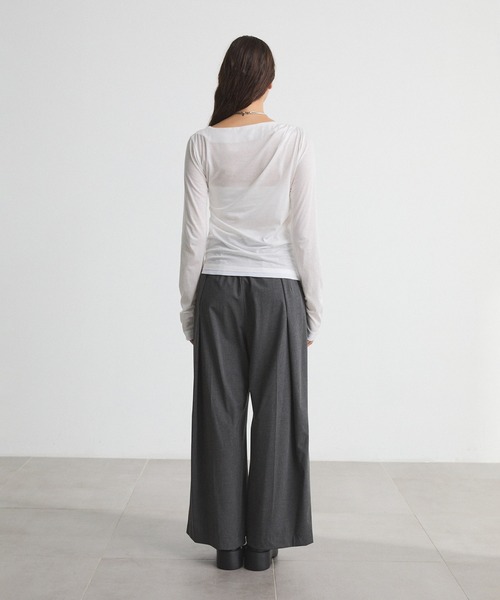 CITY TOKYO（シティトウキョウ）の「Drape Layered Tops/ドレープレイヤードトップス/カットソー（Tシャツ/カットソー・レディース・ピンク/ホワイト/チャコールグレー・FREE）」の9枚目の写真